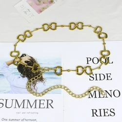 Simple letter buckle retro buckle thin waist chain, versatile European and American small fragrance thin belt