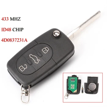 

Kutery 5PCS/Lot Folding Remote Smart Car Key For AUDI A3 A4 A6 A8 3Buttons 433Mhz ID48 Chip 4D0837231A
