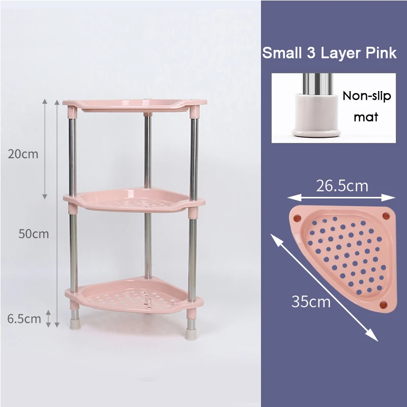BNBS полка для хранения в ванной комнате органайзер для туалетных принадлежностей из нержавеющей стали стеллажи Держатели и стойки для хранения домашняя организация - Цвет: Small3layer Pink 20H