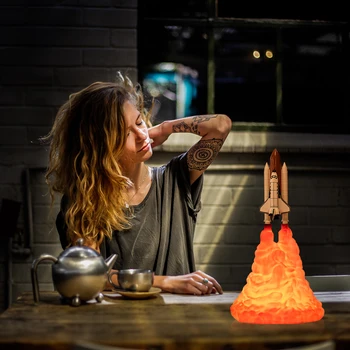 

3D Print Space Shuttle Lamp Rechargeable Night Light For Space Lovers Moon Lamp Home Living Room Bedroom Decoration