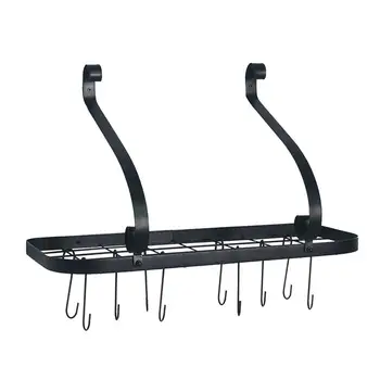 

Wall Mount Pot Pan Rack With 10 Hooks Sturdy Useful Durable Kitchen Pot Storage Shelf Home Pot Storage Holder for Kitchen Home