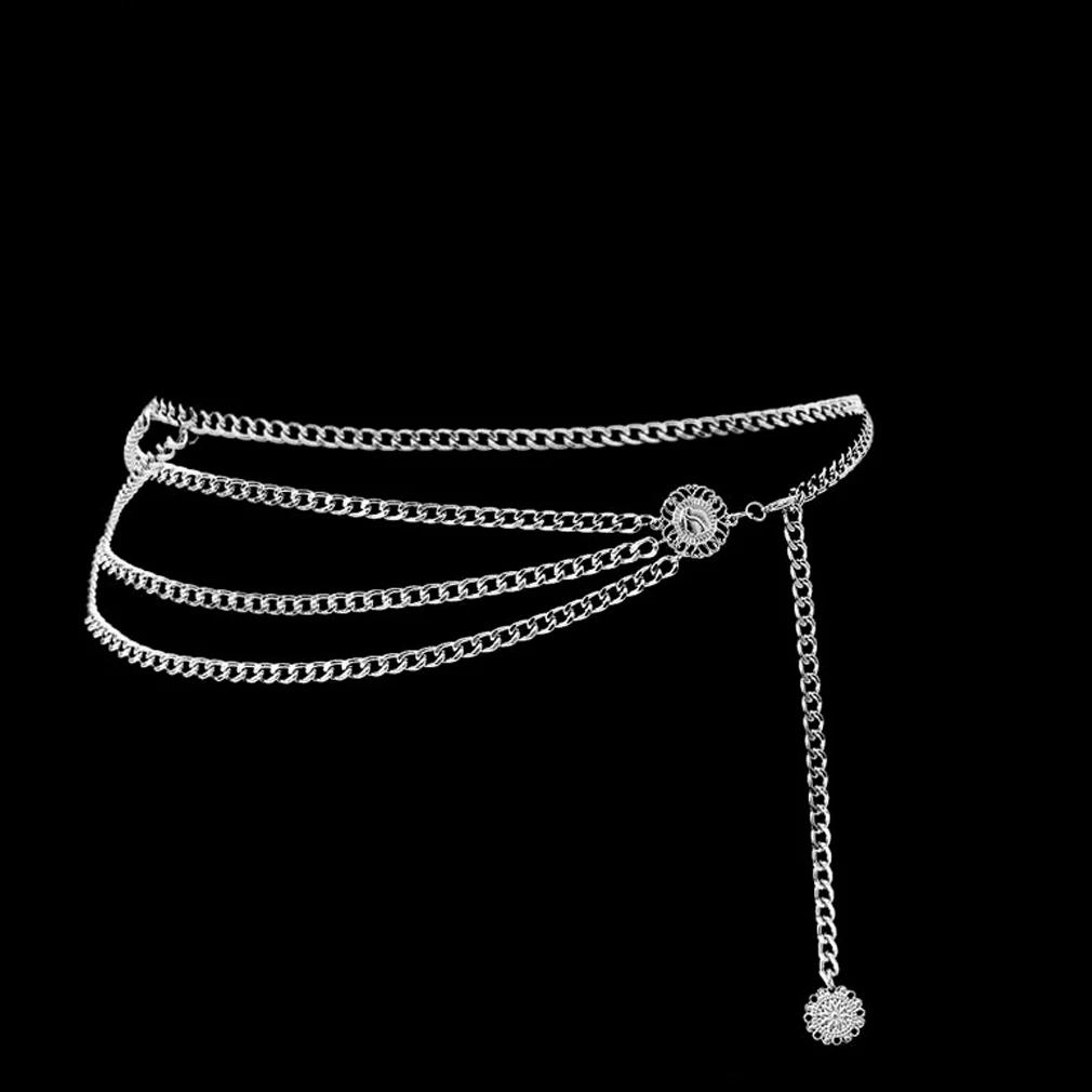 N143-Silver Женский модный пояс на бедрах, высокая талия, Золотая, серебряная, узкая металлическая цепочка, массивная бахрома, кристалл, бриллиант, поясная цепь - Цвет: N143-Silver