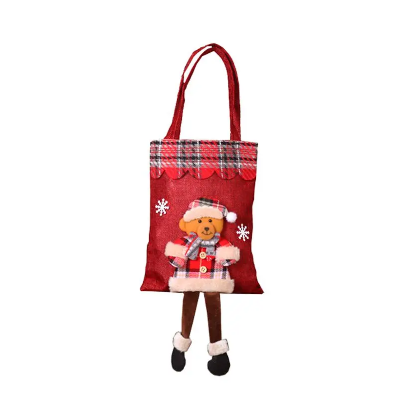 Little bear Рождественские подарки, сумки для конфет, Санта Клаус, рождественская елка, Упаковочные сумки, Новогодние рождественские сумки для конфет - Цвет: Little bear