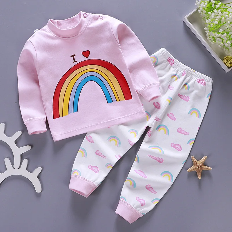 6M-4 лет одежда унисекс для малышей, 2 шт./компл. для маленьких мальчиков комплект одежды из хлопка для девочек, одежда с длинным рукавом; комплекты для малышей; сезон осень; комплект нижнего белья для Одежда для маленьких мальчиков