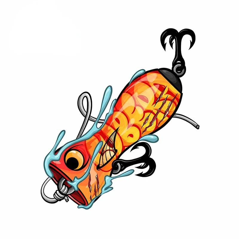 Art Pattern Cartoon Fishing Lure Car Stickers Vinyl Waterproof