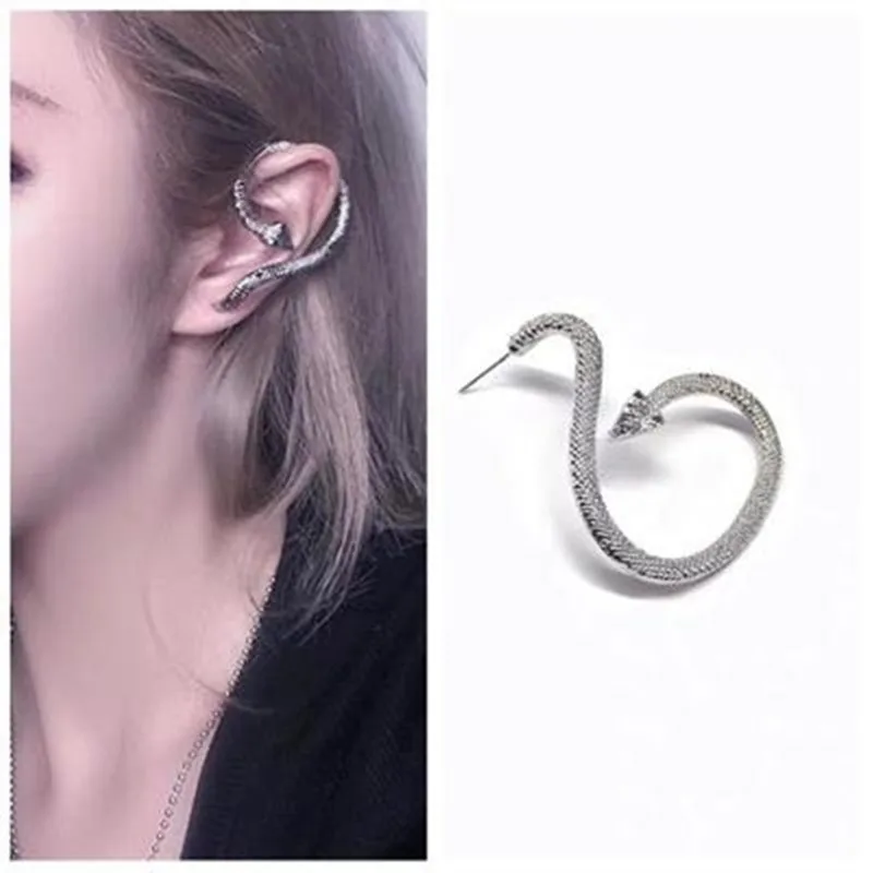 HZ-2019-Cool-Snake-Metalic-Winding-Personality-Uinique-Simple-Silver-Plated-Earrings-for-women-Fashion-Stud (1)