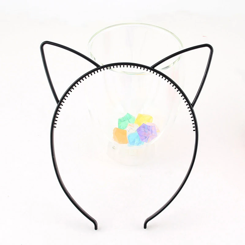 Cat Ear Black 12 шт./лот, блестящая повязка на волосы с единорогом, ободок, повязка на голову для женщин и девочек, кошачьи ушки, Русалочка, пластиковая повязка для волос, аксессуары для волос, горячая распродажа - Цвет: Cat Ear Black