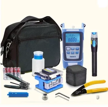 

FTTH Fiber Optic Tool Kit 12pcs/set FC-6S Fiber Cleaver vfl 10mw fiber optic power meter -70 +10dbm