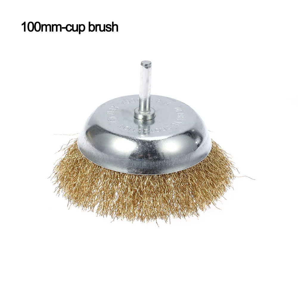 100mm-cup brush Латунные проволочные колеса плоская чашка щетка для удаления ржавчины полировка абразивные для угловых шлифовальных машин шлифовальные диски роторные инструменты - Color: 100mm-cup brush