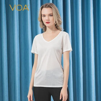 

Voa Collar Summer Gentle Light Short-sleeved Bottoming Travel Commuting Base Regular T-shirt Top Bg4 T Shirt Women