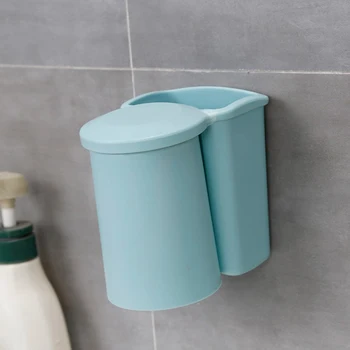 

Magnetic Bathroom Set Suction Cup Toothbrush Holder with Wash Cup Hanging Storage Rack Family Bathroom Accessories