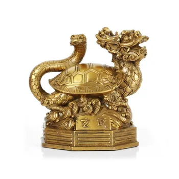 

LAOJUNLU Pure Copper Four Great Beast Ornaments Qinglong White Tiger Zhuque Xuanwu Spiritual Beast, Small XuanWu