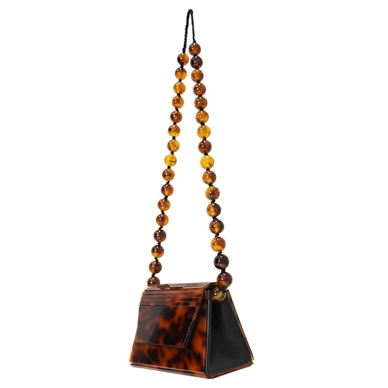 

Leopard Amber Acrylic Resin Bags Beads Women Messenger Bags Trapezoid Box Female Crossbody Shoulder Bags Luxury Brand Purse