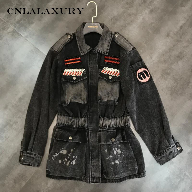 

black Jeans Jacket women coats 2019 new autumn winter fashion european Denim jackets cropped jeans feminina Female Top Outwear