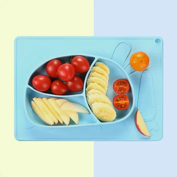 

Baby Suction Cup Silicone Plate Infant Feeding Dishes Child Tableware Grids Design Anti Overflow Portable Baby Meal Tray Sucker