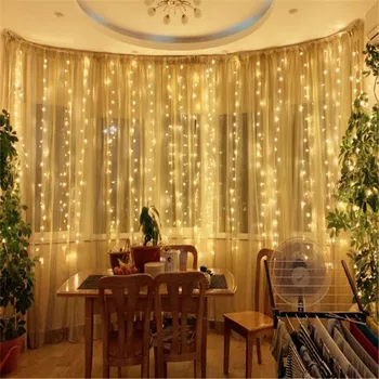 

6x1m led New Year Christmas Garlands LED Wedding String light Outdoor fairy Light garden party Home Curtain Window Decor