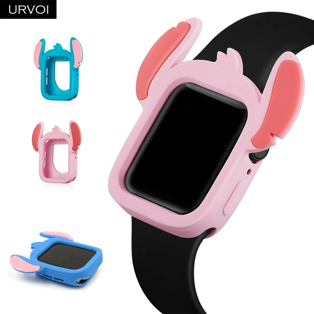 URVOI полное покрытие для Apple Watch series 5 4 силиконовый чехол мягкий протектор для стежка дизайн чехол для iWatch девочки дети 40 44 мм
