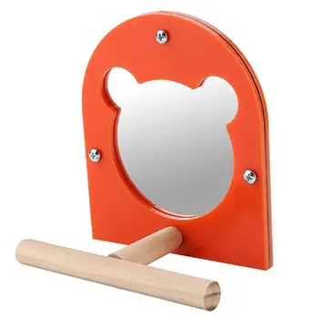 

Bird Stand Perch with Mirror Parrot Wood Standing Bar Rack Playstand Toy