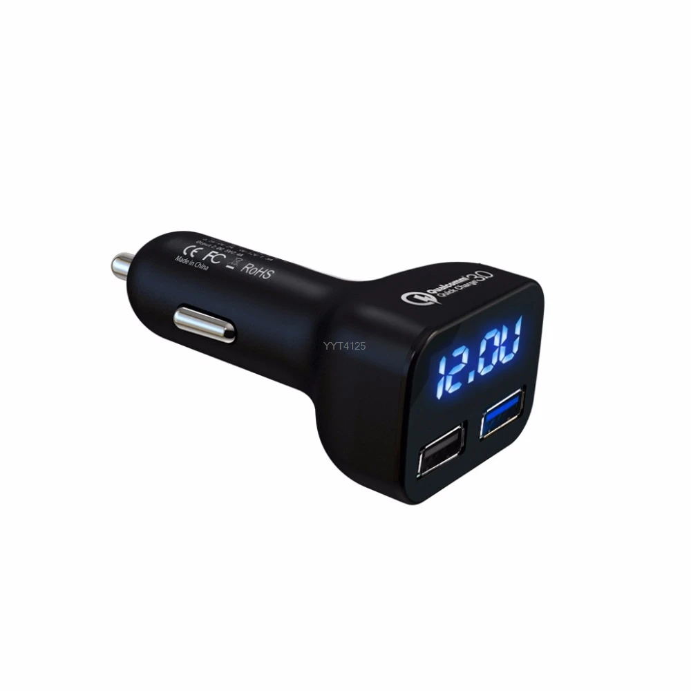 

Dual USB QC 3.0 Fast Charge Car Charger LED Voltmeter Current For iPhone iPad Apr