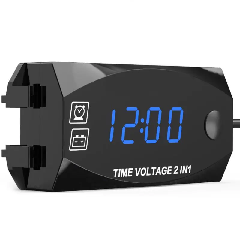 

2-in-1 Electric Vehicle Motorcycle Multi-function LED Digital Display Voltmeter Time Clock