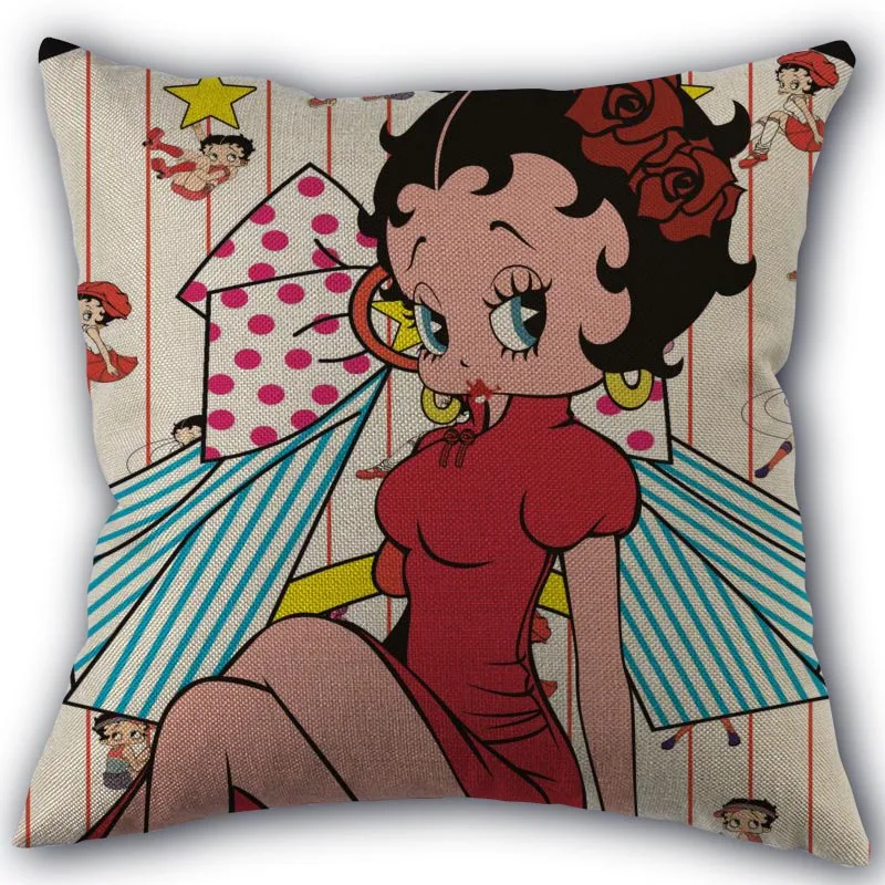 6 Пользовательские Betty Boop мультфильм наволочка льняное белье фабричный Текстиль для дома наволочка квадратной формы размером 45*45 см, свадебных платьев, декоративных изделий и не выцветает - Цвет: 6