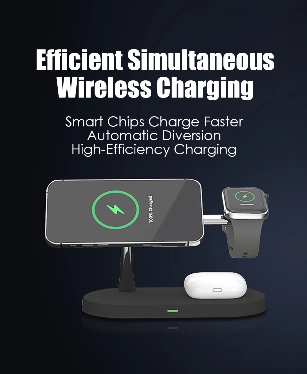 3 In 1 Magnetic 15W Qi Fast Charging Stand For Apple Watch 6 SE IWatch Airpods ProIPhone 12 Pro Max Mini Wireless Charger samsung battery pack