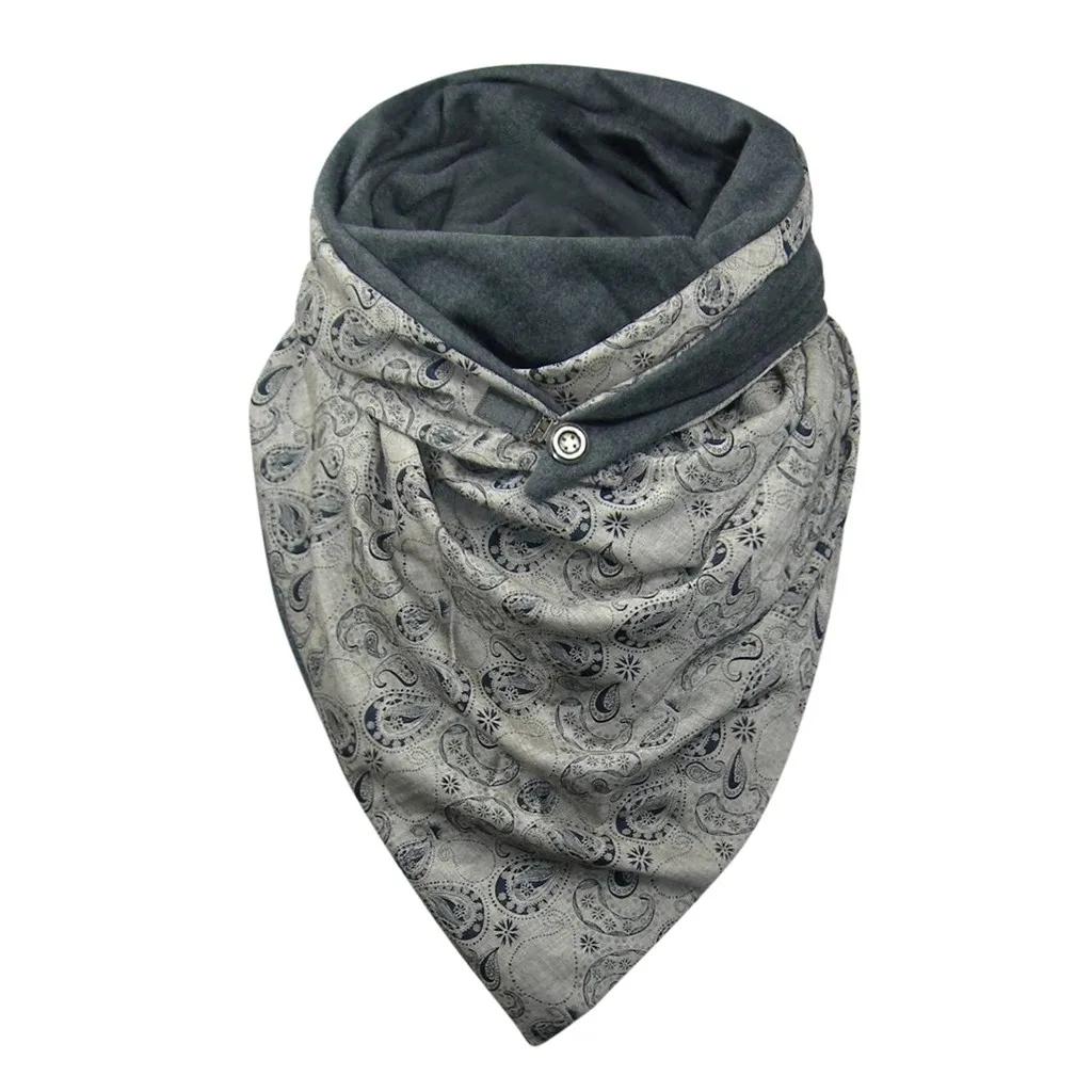 Модные женские шарфы, однотонный зимний шарф с принтом в горошек, мягкие повседневные теплые шарфы с пуговицами, кашемировые платки, хиджаб