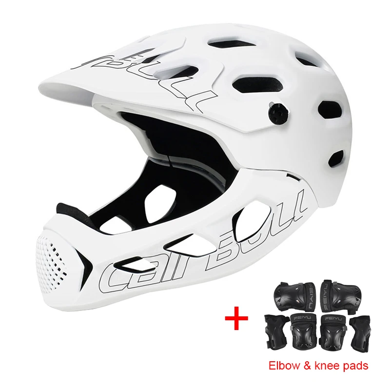 

Anti-impact DH AM MTB Bicycle Helmet with Detachable Chine Guard & Knee Elbow Pad Road Mountain Bike Skating Cycling Helmets