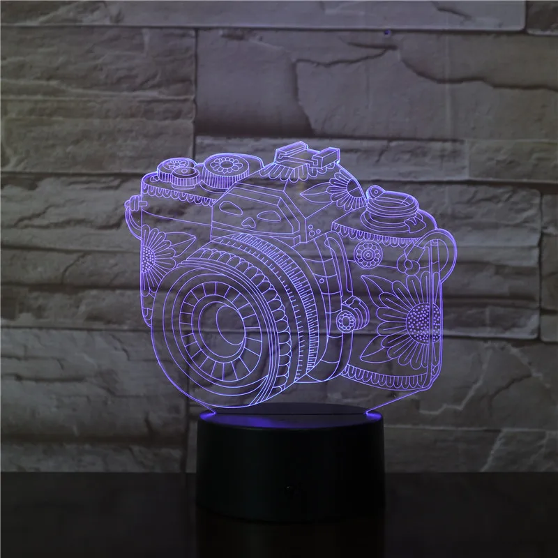 Новинка 3D лампа камера иллюзия светодиодный USB сенсорный светильник 7 цветов