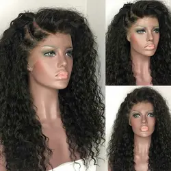 Eversilky перуанские прямые волосы Glueless 360 фронтальные человеческие волосы парики натуральный черный кудрявый парик их натуральных волос с
