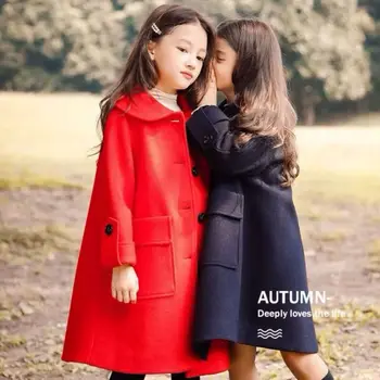 

New 2020 Spring Autumn Children Jacket For Girls Wool Warm Wool Overcoat Fashion Kids Girls Clothes Outerwear Casual Coat W424