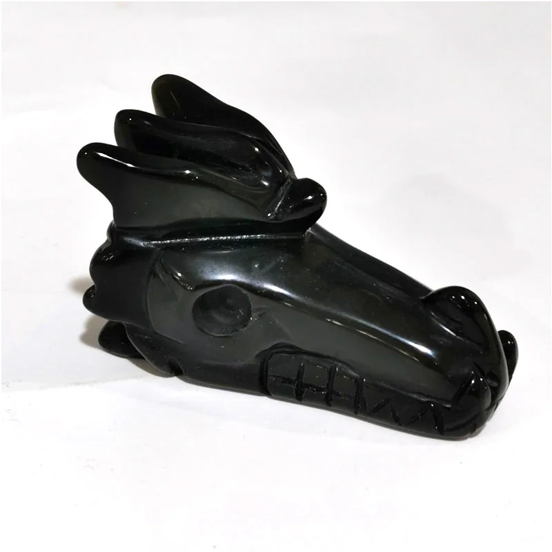 Wholesale 2.5Inch Natural Black Obsidian Dragon Skull Hand Carved Polished Quartz Healing Crystal For Home Decoration Gifts XSY