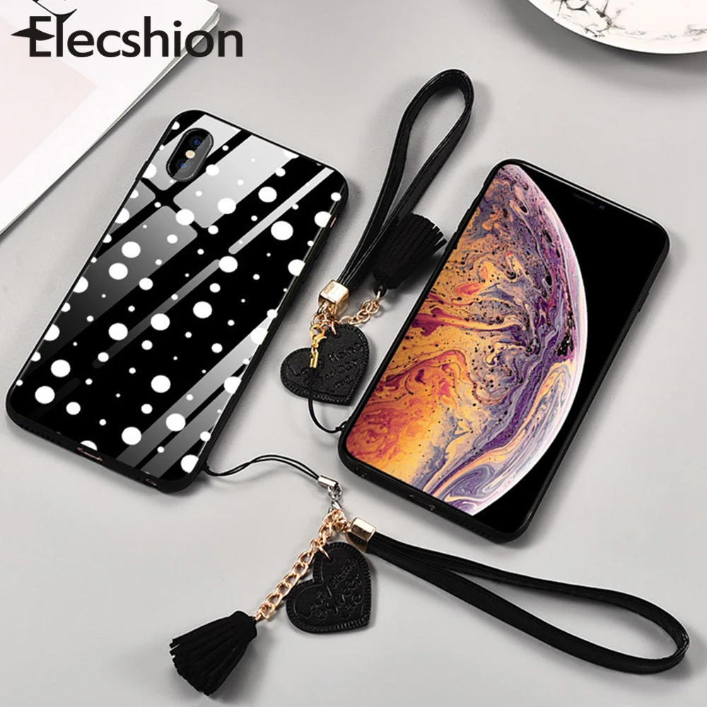 Модный жесткий чехол из закаленного стекла с сердцем для iPhone 6 7 8 Plus XR XS Max Love Star