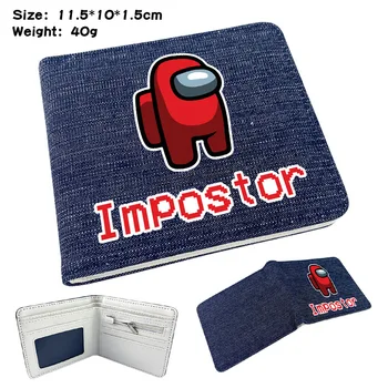 

Among us student denim wallet short half-fold wallet card bag coin purse sabotage impostors cartoon document bag new Year's gift