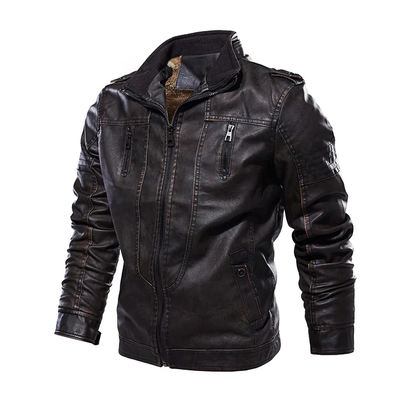 New Men's Leather Jackets Autumn Casual Faux Motorcycle PU Jacket Winter Biker Zipper Leather Coats Brand Clothing EU Size