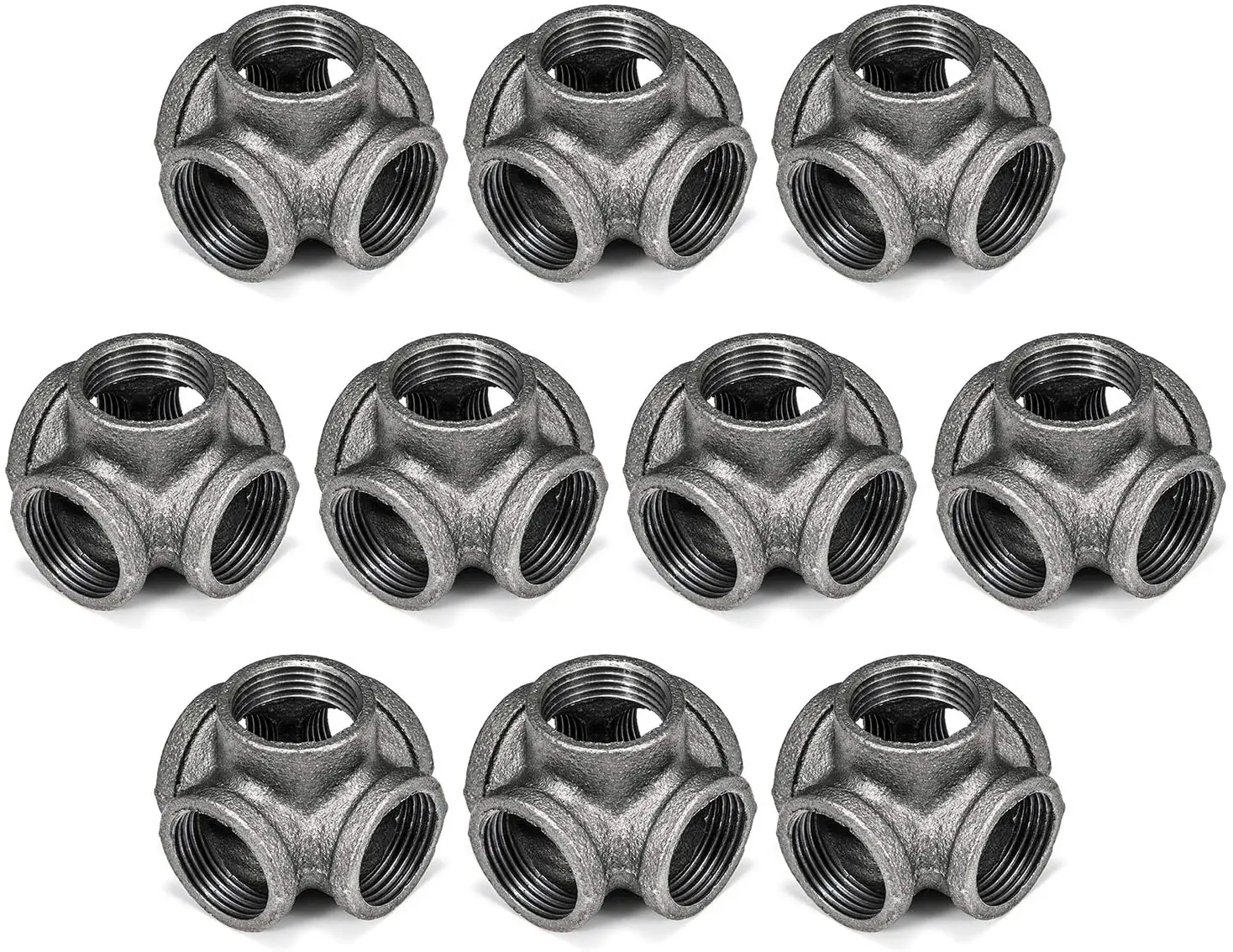 

1/2" 3/4" 1" 5 Way Pipe Fitting Malleable Iron Black Outlet Cross Female Tube Connector For connecting to male pipes