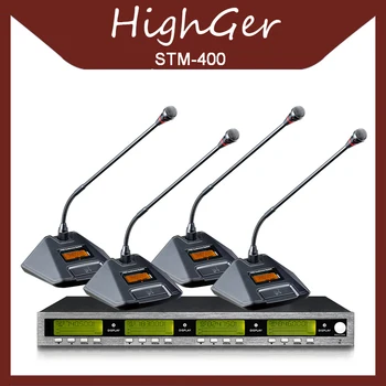 

HighGer Sistema di Microfono Senza Fili Professionale 4-Channel Microfono Monitor Return Of Ear Conference Microphone UHF