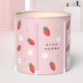 

Folding Adult Soaking Feet Swimming Pool Insulation Separate 70CM Family Bathroom SPA Tub Large Bath Barrel Peach Skin Shower