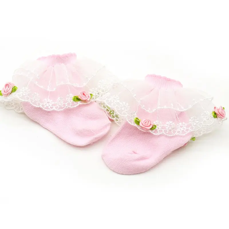 1 пара, кружевные носки с цветами для малышей от 0 до 12 месяцев, милые хлопковые удобные носки принцессы с бантиком для девочек