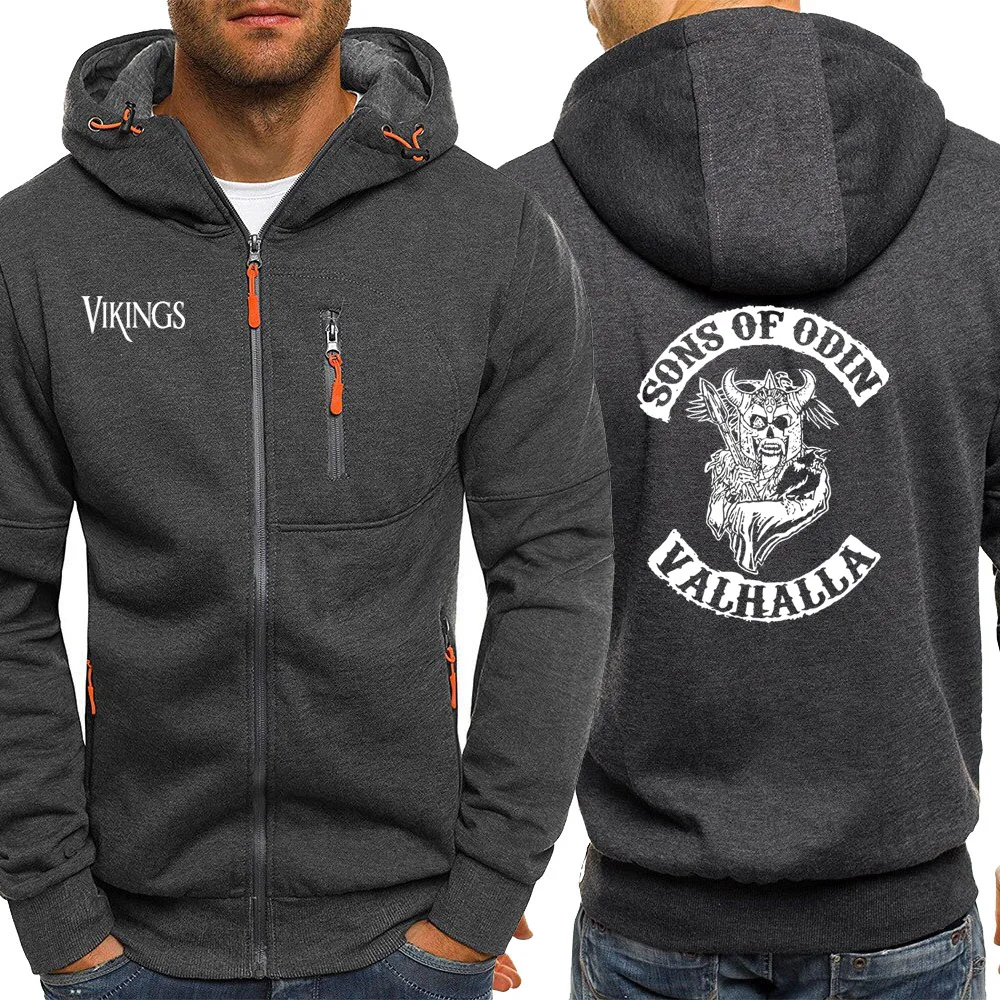 Hot Sale Streetwear Hoody Son Of Odim Valhalla Vikings Casual Jackets Men Hoodies Zipper Retro Print 1