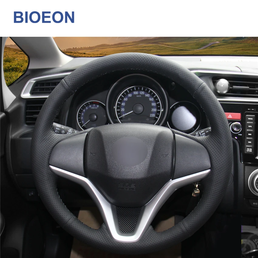 Черная искусственная кожа PU обёрточная крышка рулевого колеса автомобиля для Honda Fit- город- Джаз- HR-V HRV