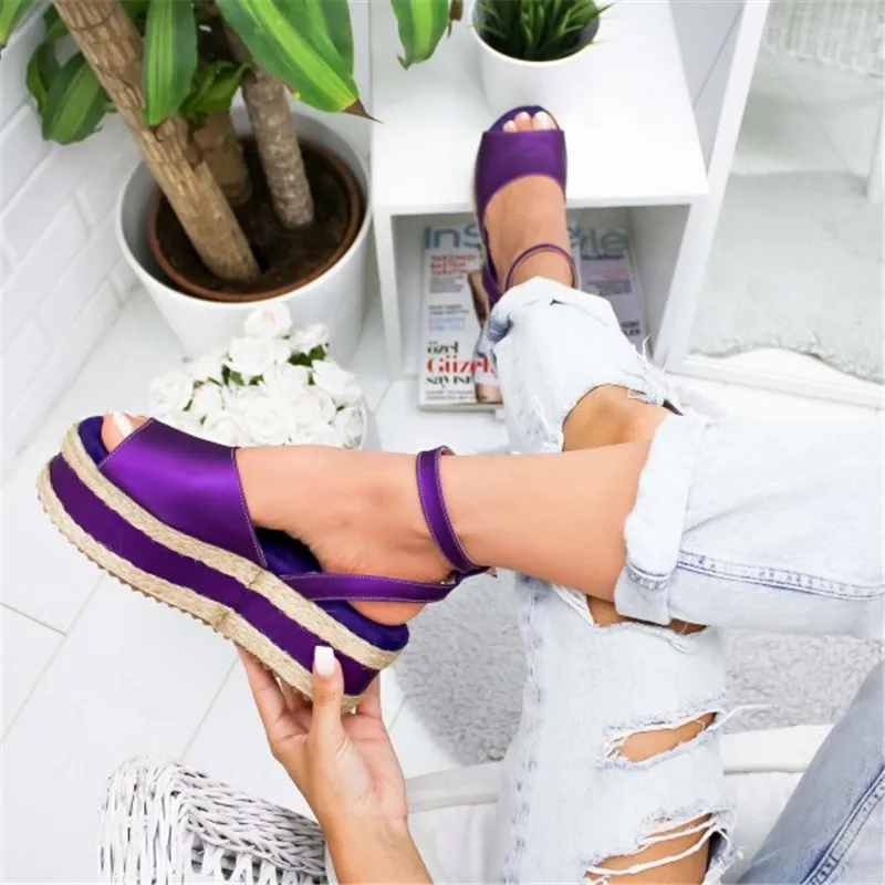 

Puimentiua 2020 Women Platform Sandal Leather Summer Woman Casual Women's Ankle Strap Open Toe Sandals Zapatos De Mujer