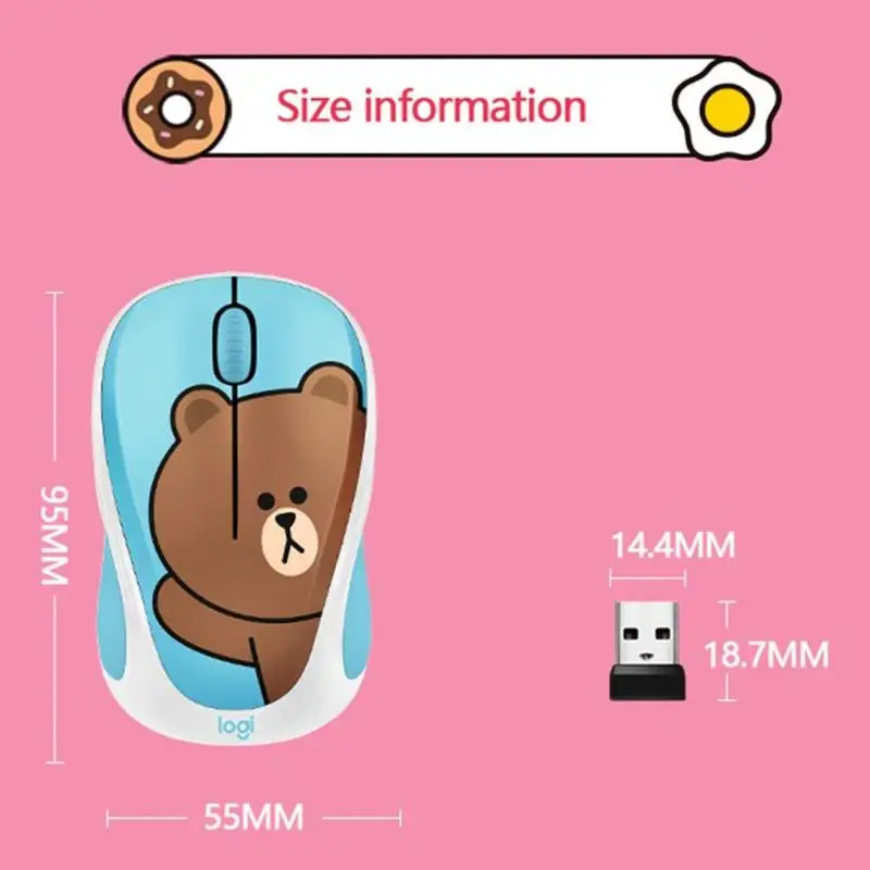 Беспроводная мышь Logitech LINE FRIENDS 2 4 ГГц мини мультяшный USB приемник оптический