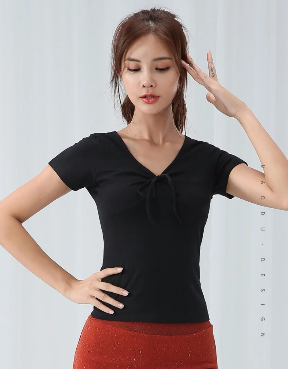 New Latin Dance Clothes Women Modal Dance Tops V Collar Comfort Practice Wear For Adult Female Rumba Laides Dance Clothes BL2146
