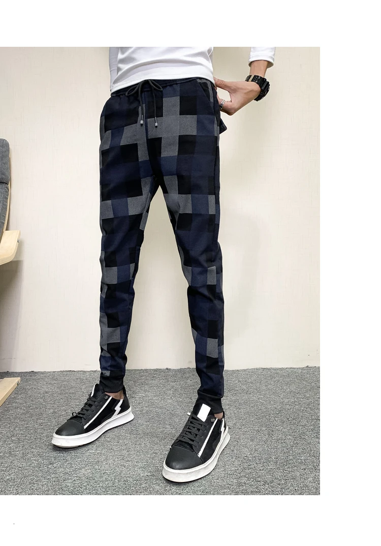 Pantalon Chandal Hombre, осень, мужские брюки для досуга, уличная одежда, трендовые клетчатые штаны для бега, Мужские штаны для спортзала