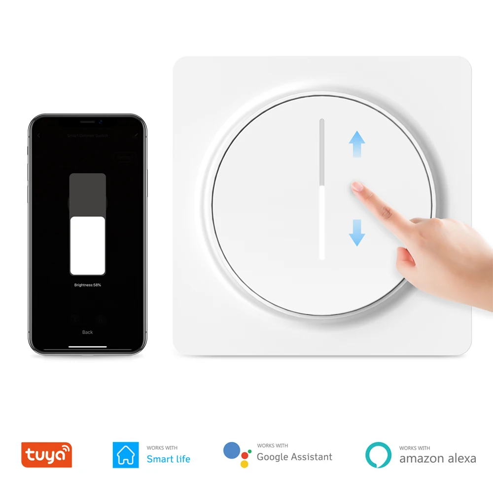 Tuya inteligente wifi interruptor dimmer, toque regulável painel interruptor de luz ue 100-240v, trabalho com alexa casa do google nenhum hub necessário