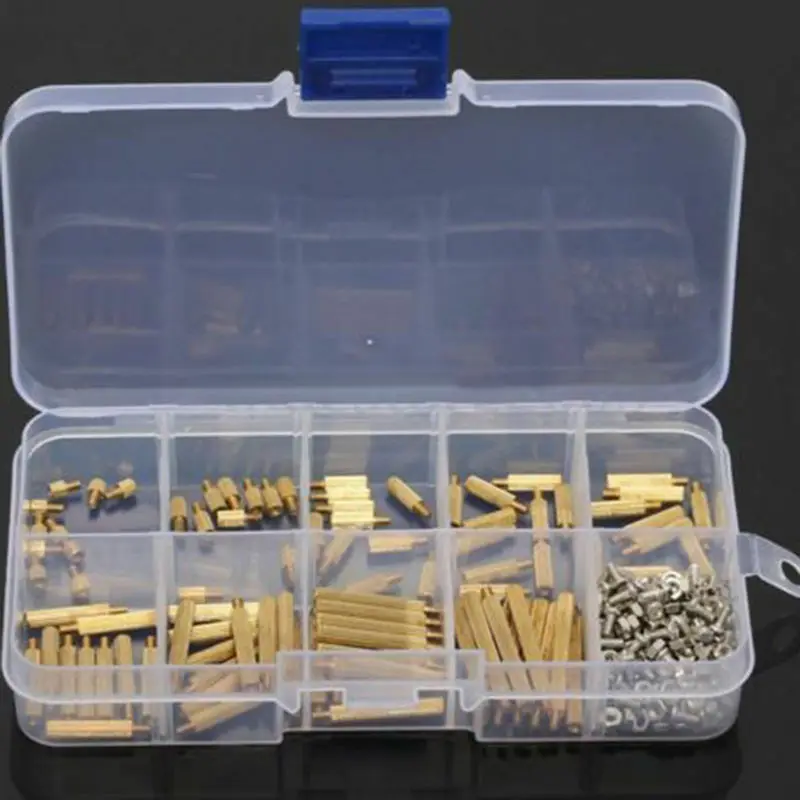 

270Pcs M2 3-25mm Male to Female Brass PCB Standoff Screw Nut Assortment Kit Set