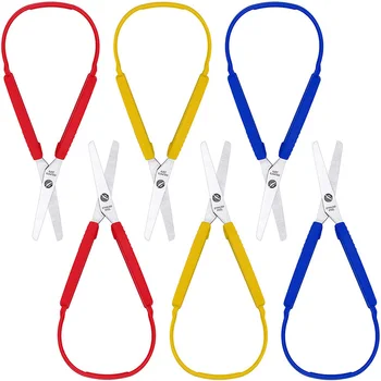 

Loop Scissors Colorful Grip Scissors Loop Handle Self-Opening Scissors Adaptive Cutting Scissors 8 Inches (6 Packs)