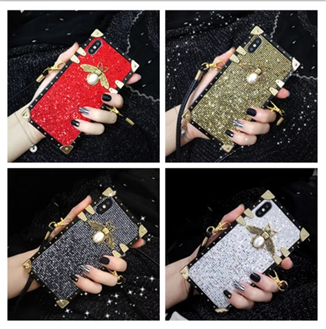 

Unique Touch Fashion Anti-Knock Glitter Business Cute Animal Plain Phone Case For iPhone X XS XR XSMax 8 7 6 6s Plus Cover