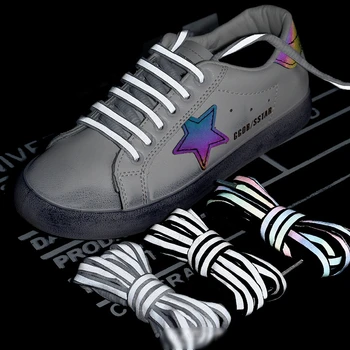 

New Reflective Shoelaces Laser sequin Shoelace Weave Braided bracelet Sneakers Running Shoes lace Adult children shoe strings